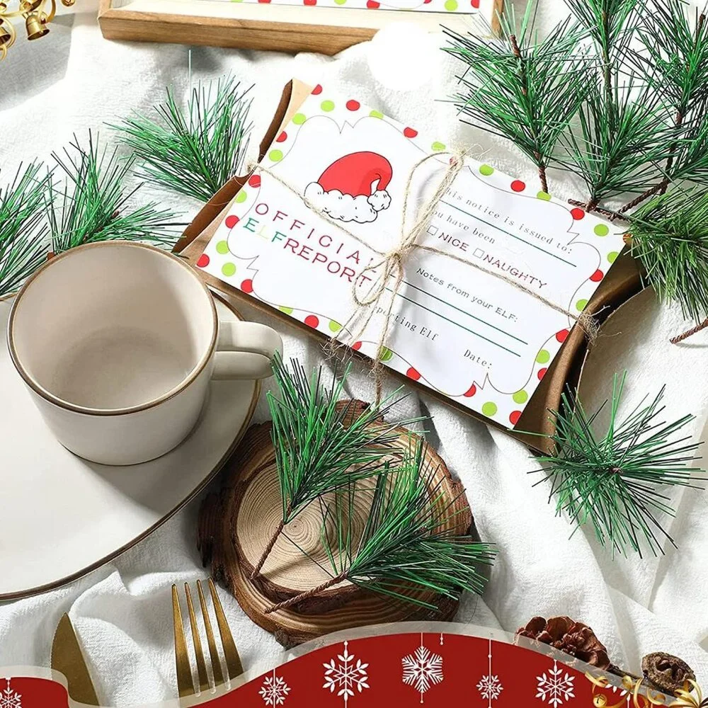Frosted Plastic Pine Needle Picks - Ideal for Festive Arrangements & Decor